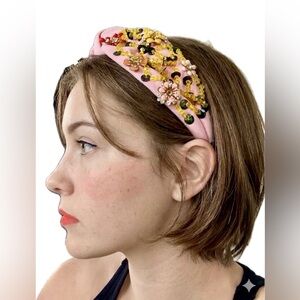 Pink Embellished Floral Sequin Headband